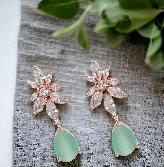 AD Studded Handcrafted Drop Earrings - Trendisia