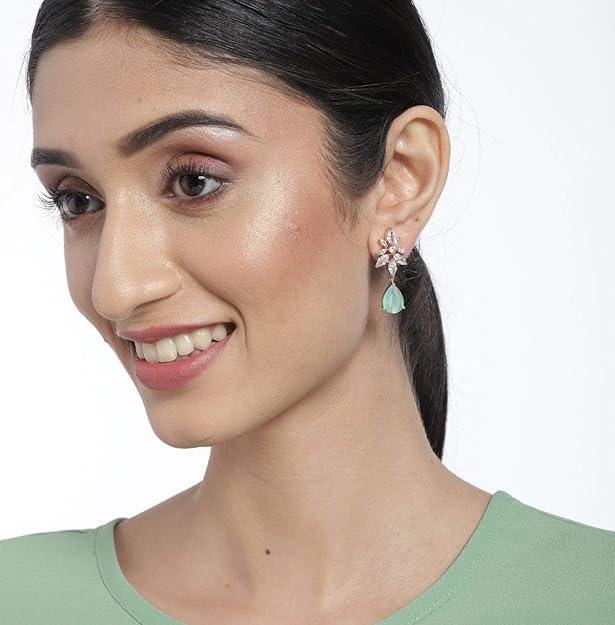 AD Studded Handcrafted Drop Earrings - Trendisia