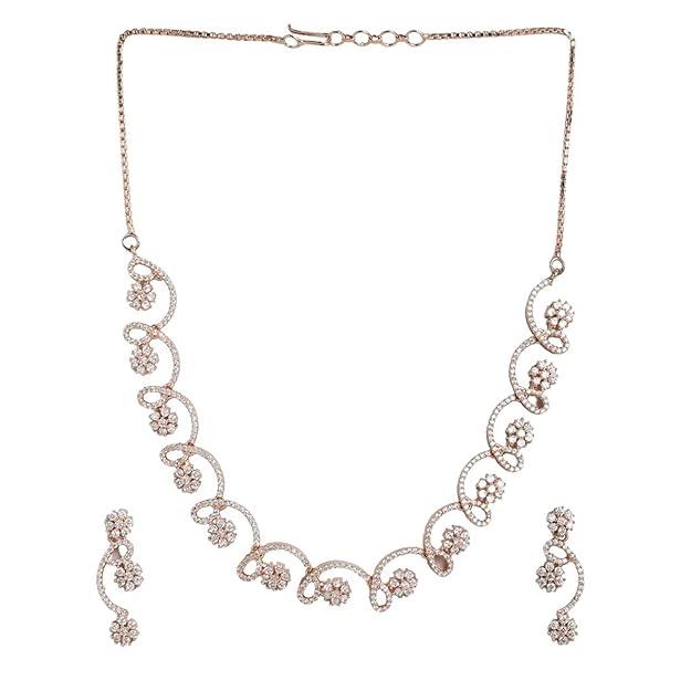 Rose Gold-Plated AD-Studded Jewellery Set - Trendisia