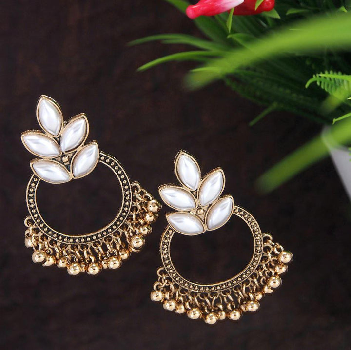 Antique Gold Plated Multicoloured Kundan Chandbali Earring- AER 2802 - Trendisia