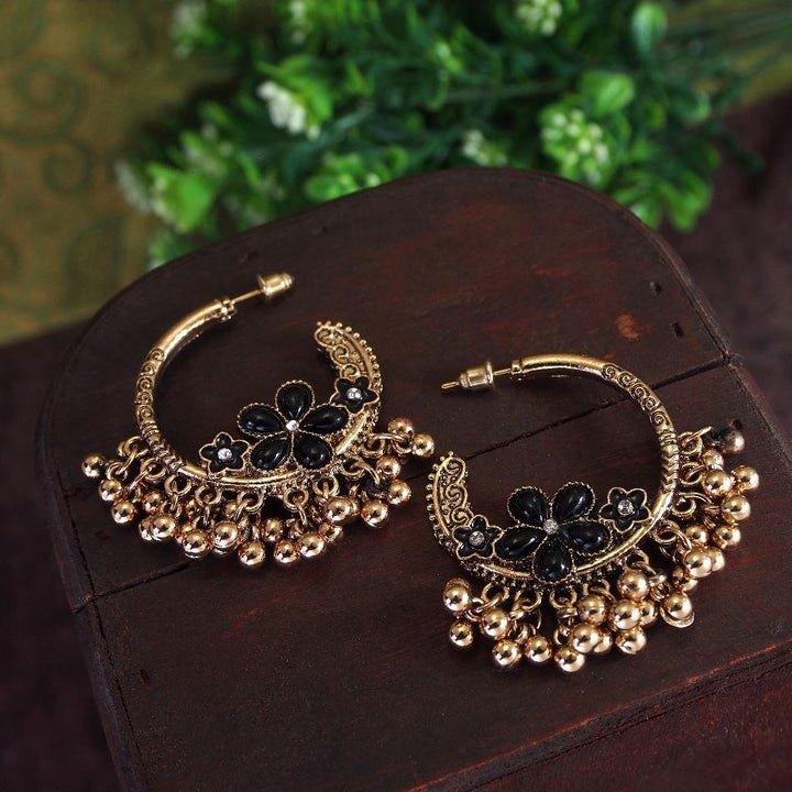 Antique Gold Plated Round Shaped Hoop Earring. - Trendisia