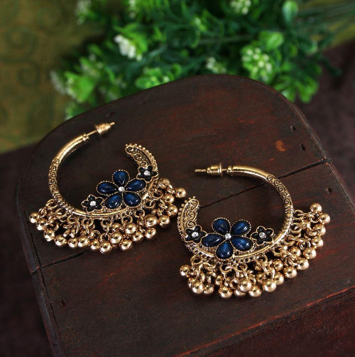 Antique Gold Plated Round Shaped Hoop Earring. - Trendisia