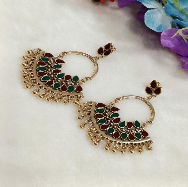 Antique Gold/Silver Plated Dual Coloured Enamel Kundan Dangler Earring- AER 4124 - Trendisia