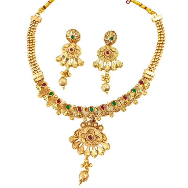 Antique Kundan and Pearl Necklace Set - Trendisia