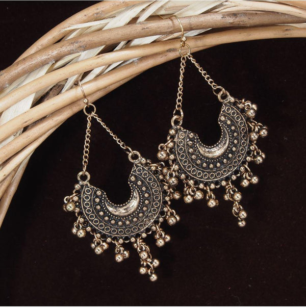 Antique Silver / Gold Chandbali Long Chain Dangle Oxidized Earring- AER 412 - Trendisia