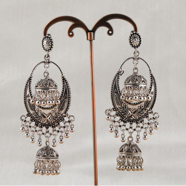 Antique Silver Plated Dangling Jhumki Earring- AER 289 - Trendisia