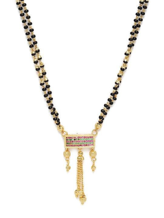 Black Gold-Plated Beaded Mangalsutra - Trendisia