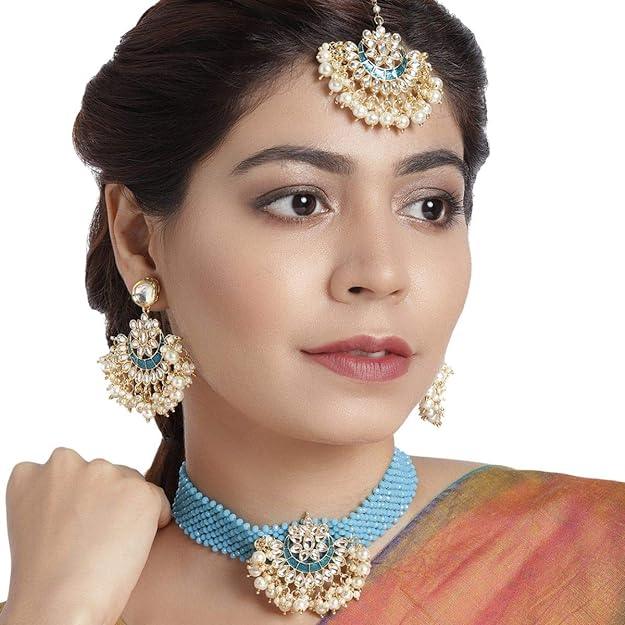 Blue Beads Fusion Choker Set - Trendisia