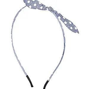 Blue White Polka Dot Printed Hairband - Trendisia