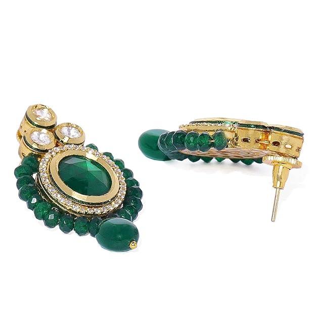 Brass and Emerald Choker Jewellery Set & Girls (Gold) - Trendisia