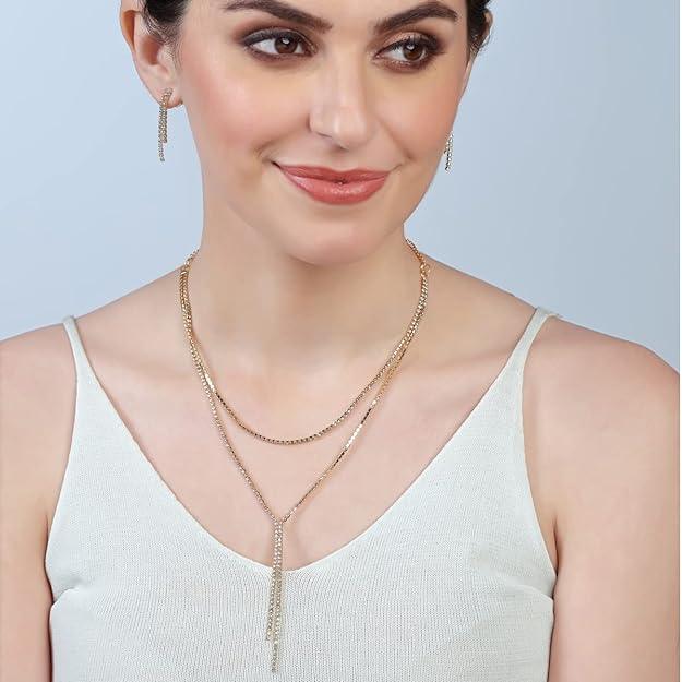 Brass Gold-Plated Necklace Earrings - Trendisia