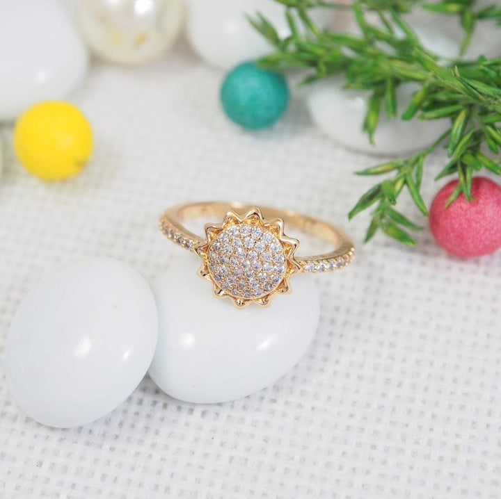 CZ Gold Plated Sun Star Finger Ring.- FR 4261 - Trendisia