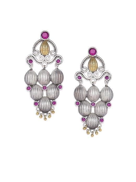 Dangle Earring Oxidised Dual Plating - Trendisia