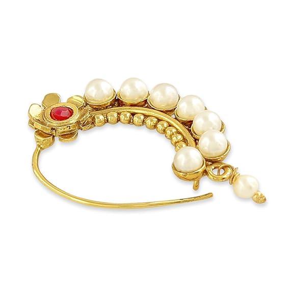 Delicate Pearl Embellished Banu Nath Nose Ring for Women - Trendisia