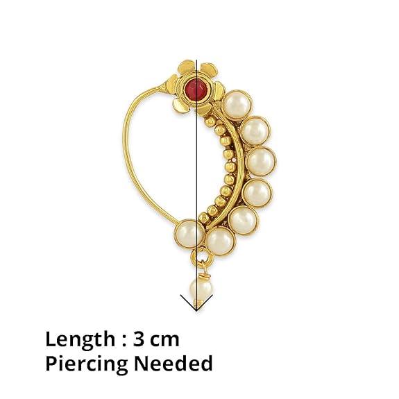 Delicate Pearl Embellished Banu Nath Nose Ring for Women - Trendisia