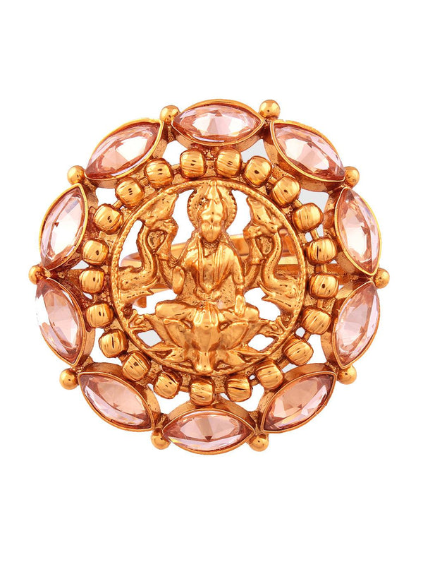 Divine Lakshmi Gold-Plated Statement Ring - Trendisia