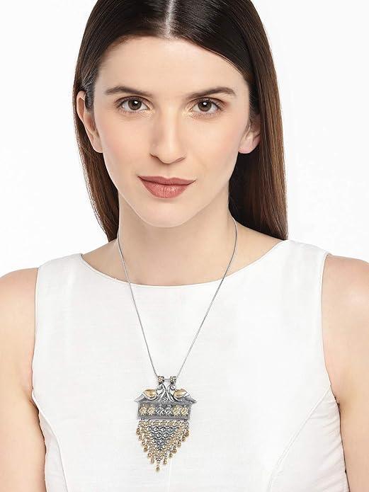 dual-tone peacock -pendant chain - Trendisia