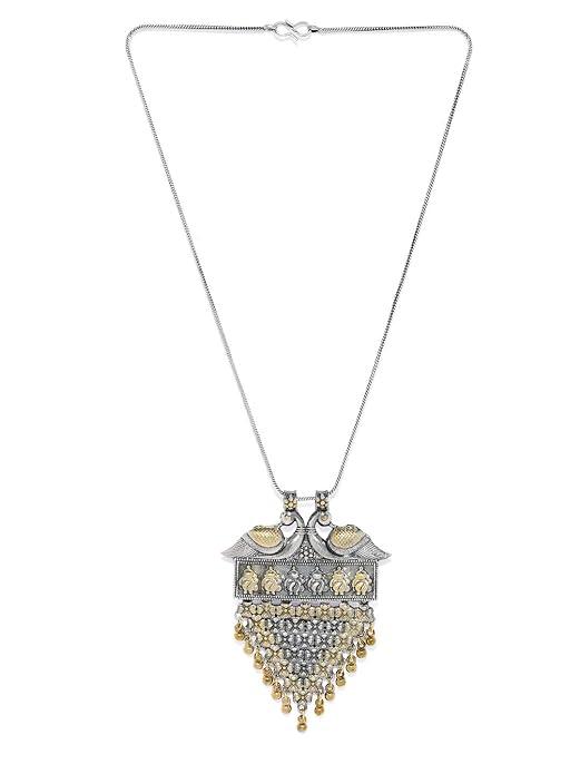 dual-tone peacock -pendant chain - Trendisia