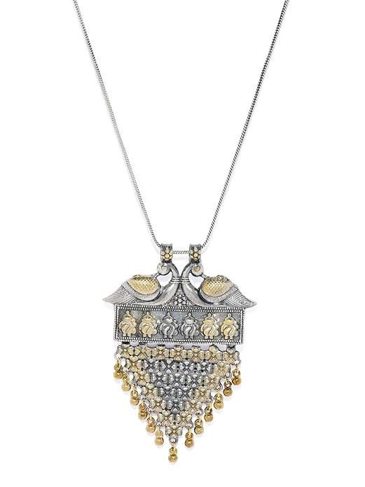 dual-tone peacock -pendant chain - Trendisia