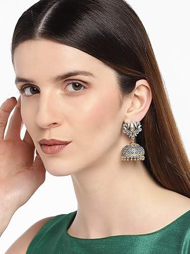 Dual-Toned Dome Shaped Jhumki Earrings - Trendisia