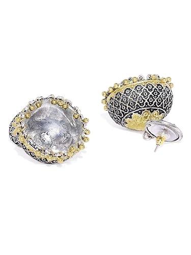Dual-Toned Dome Shaped Jhumki Earrings - Trendisia