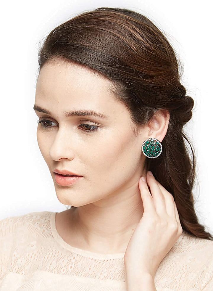 Emrald And Ad Alloy Earrings For Women - Trendisia