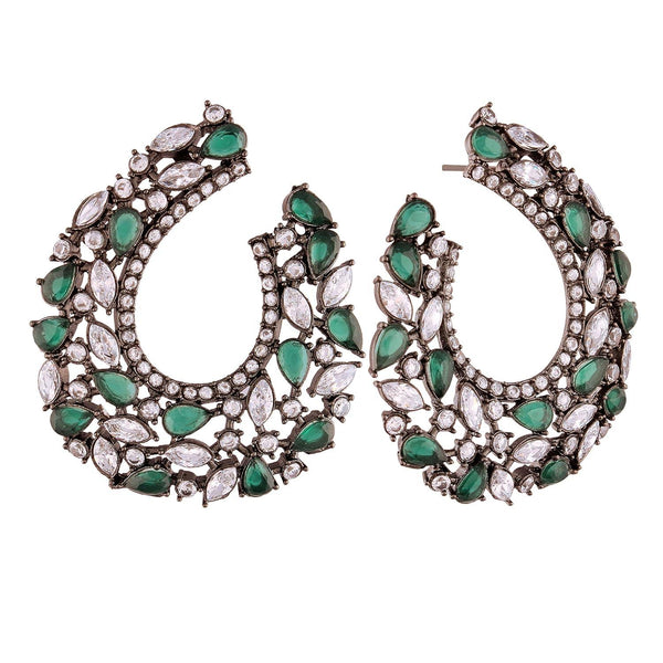 Emrald and AD earrings in gunmetal polish for women - Trendisia