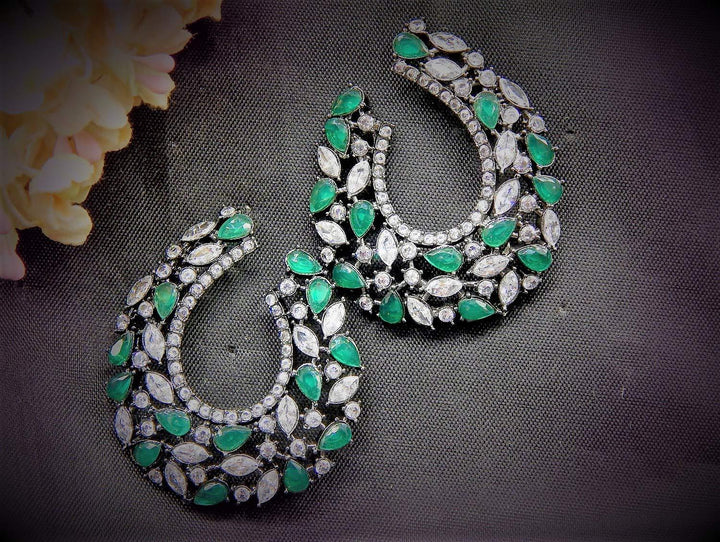 Emrald and AD earrings in gunmetal polish for women - Trendisia