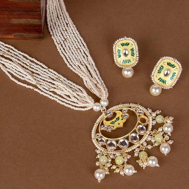 Enamelled Kundan Jewellery Set - Trendisia