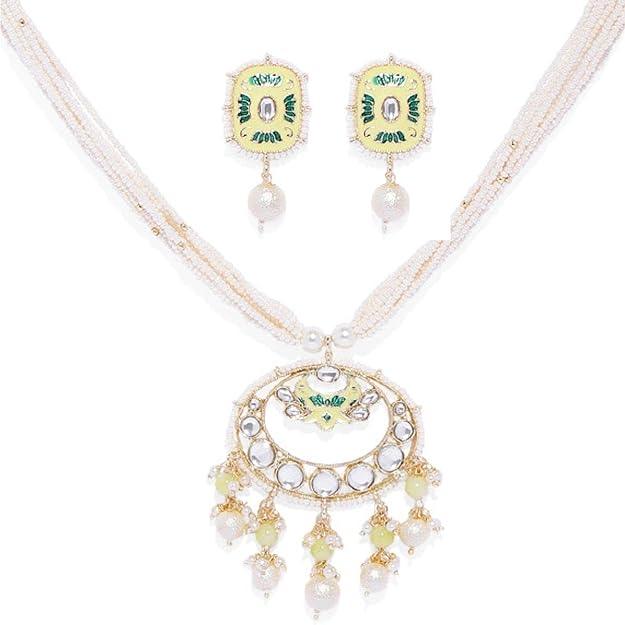 Enamelled Kundan Jewellery Set - Trendisia