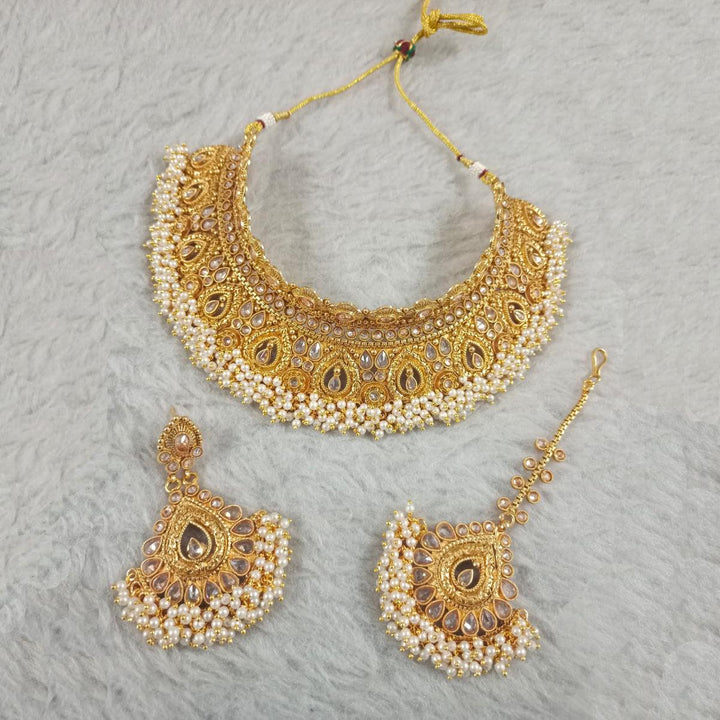 Ethnic Traditional Brass Choker set with Earrings - Trendisia