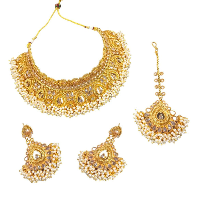 Ethnic Traditional Brass Choker set with Earrings - Trendisia