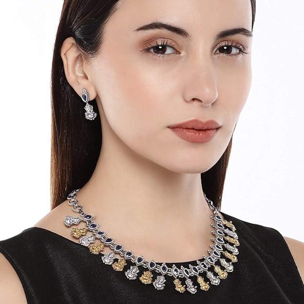 Dual Tone Temple Design Jewellery Set - Trendisia