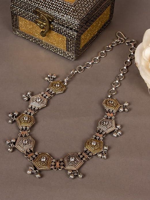 German Silver Dual-Tone Studded Jewellery Set - Trendisia