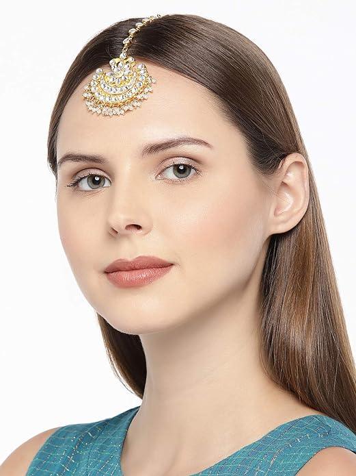 Gold Brass Chandbali Style Maang Tika - Trendisia