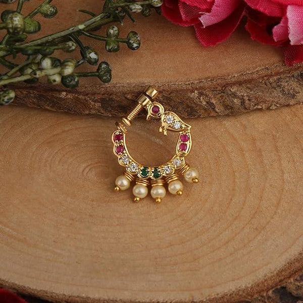 Gold Plated AD Studded Embellished Handcrafted Nose Pin & Girls - Trendisia