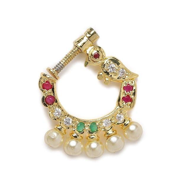 Gold Plated AD Studded Embellished Handcrafted Nose Pin & Girls - Trendisia