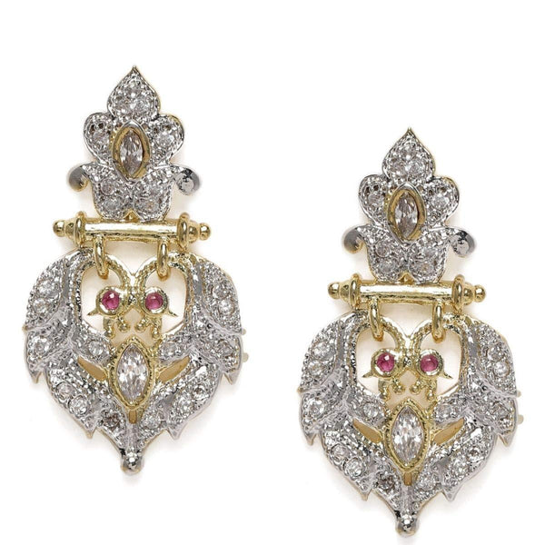 Gold-Plated AD Studded Handcrafted Drop Earrings For Women & Girls - Trendisia