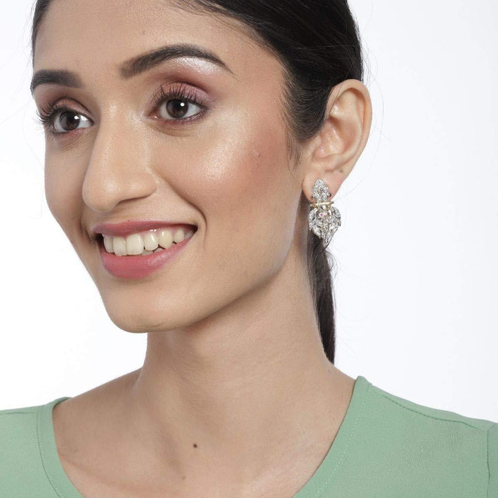 Gold-Plated AD Studded Handcrafted Drop Earrings For Women & Girls - Trendisia
