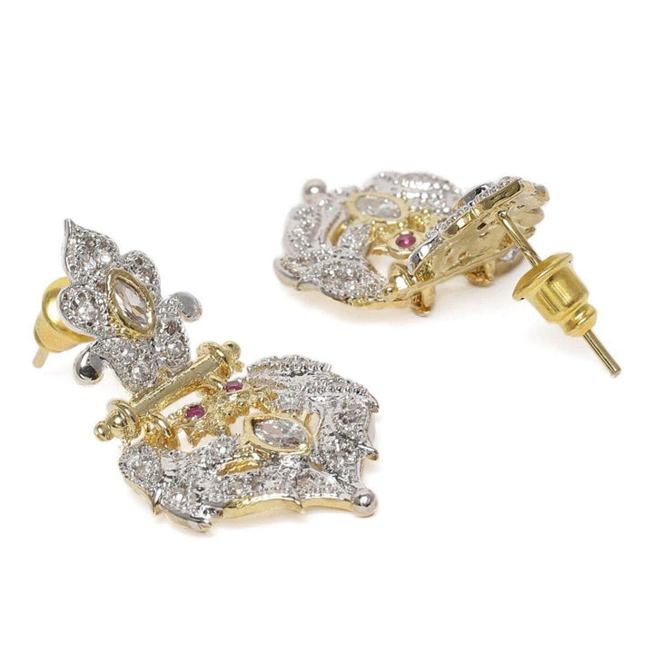 Gold-Plated AD Studded Handcrafted Drop Earrings For Women & Girls - Trendisia