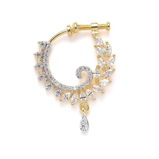 Gold-Plated AD Studded Handcrafted Nosepin - Trendisia