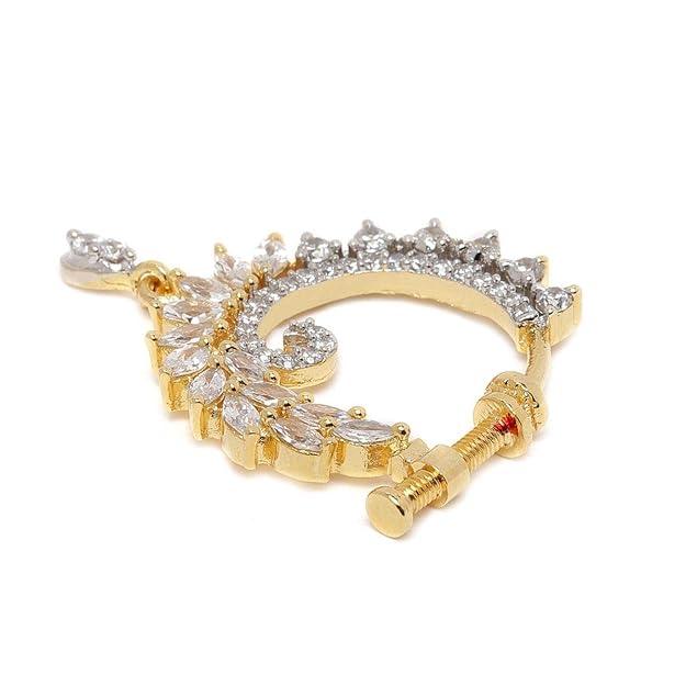 Gold-Plated AD Studded Handcrafted Nosepin - Trendisia