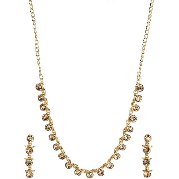 Gold Plated Ad Studded Necklace - Trendisia