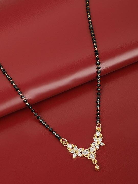 Gold-Plated Black Beaded Mangalsutra - Trendisia