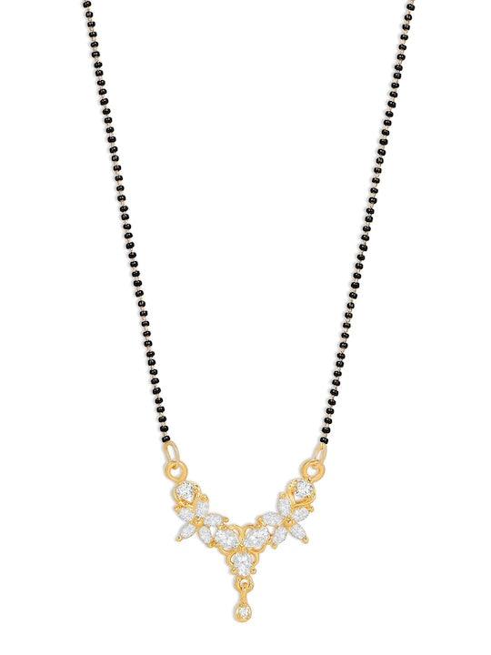 Gold-Plated Black Beaded Mangalsutra - Trendisia