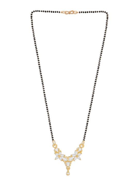 Gold-Plated Black Beaded Mangalsutra - Trendisia