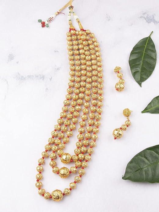 Gold-Plated Antique Mala Necklace Set - Trendisia