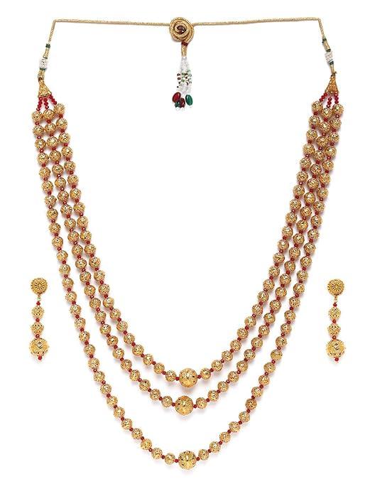 Gold-Plated Antique Mala Necklace Set - Trendisia