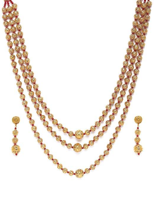 Gold-Plated Antique Mala Necklace Set - Trendisia