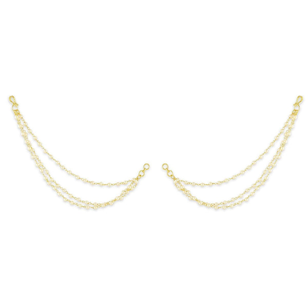 Gold-Plated Beaded Layered Ear Chains - Trendisia